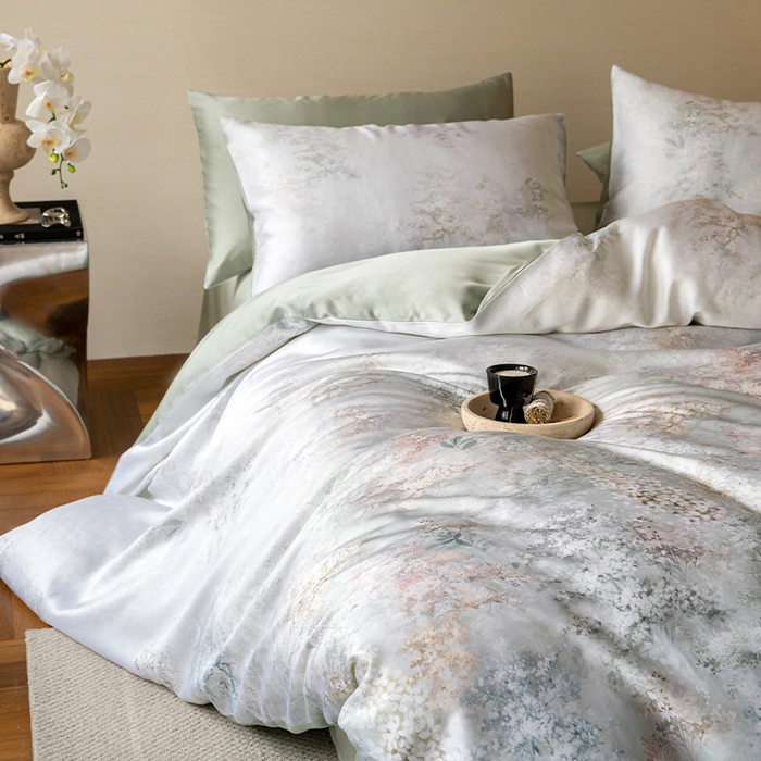 91家纺网 家纺一手货源 找家纺 帛美家纺 2026新款60s奥地利兰精天丝四件套 栖舟-绿