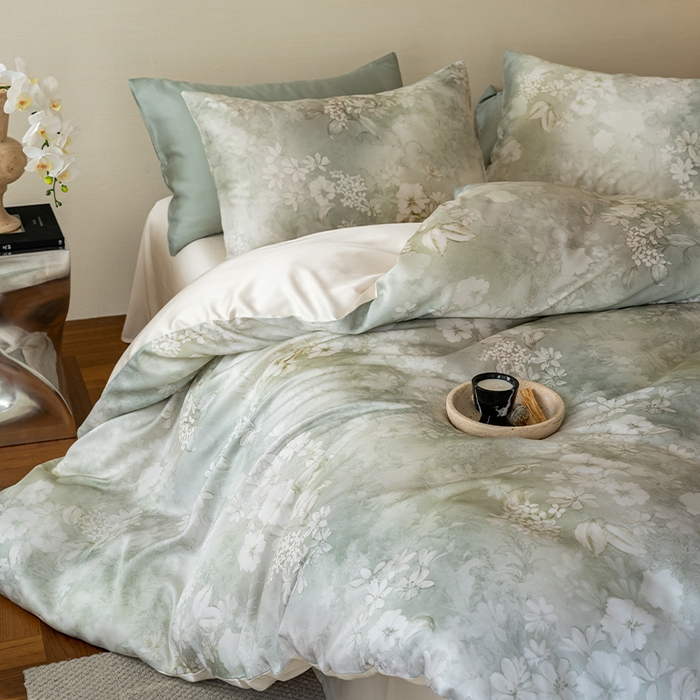 91家纺网 家纺一手货源 找家纺 帛美家纺 2026新款60s奥地利兰精天丝四件套 知槿-绿