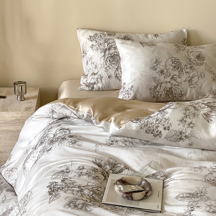 91家纺网 家纺一手货源 找家纺 帛美家纺 2026新款60s奥地利兰精天丝四件套 沁香-咖