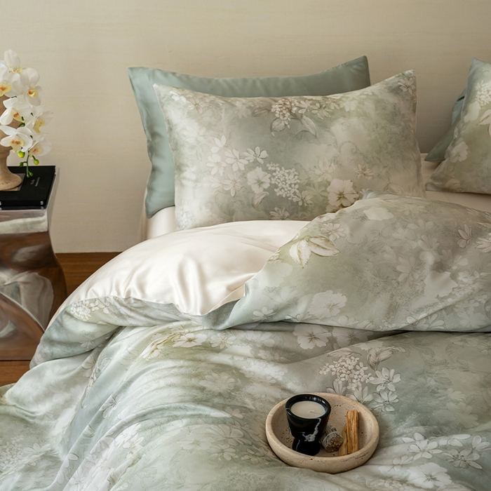 91家纺网 家纺一手货源 找家纺 帛美家纺 2026新款60s奥地利兰精天丝四件套 知槿-绿