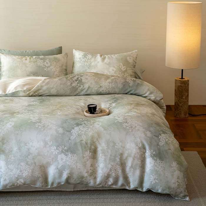 91家纺网 家纺一手货源 找家纺 帛美家纺 2026新款60s奥地利兰精天丝四件套 知槿-绿