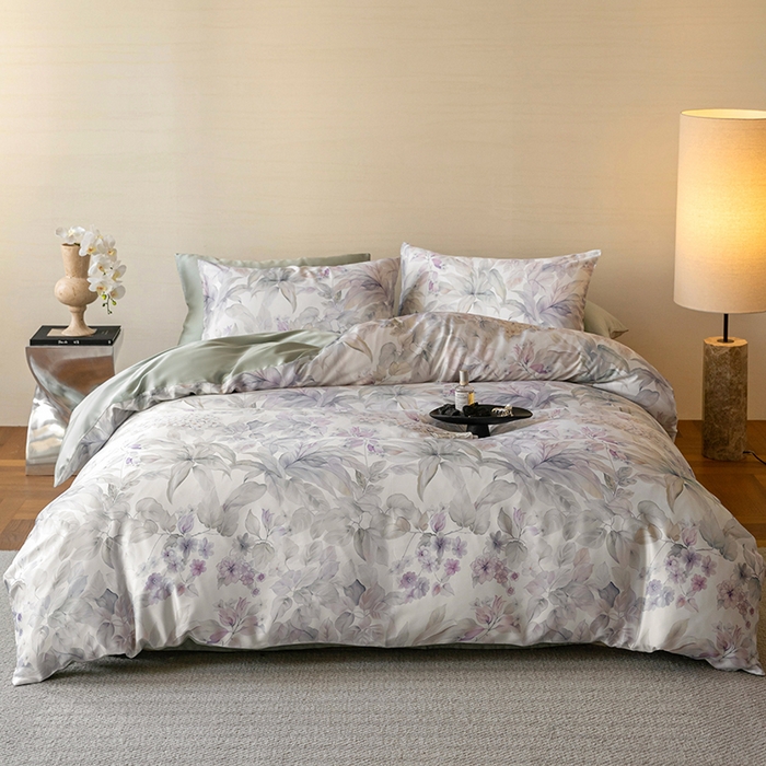 91家纺网 家纺一手货源 找家纺 帛美家纺 2026新款60s奥地利兰精天丝四件套 清妍-紫