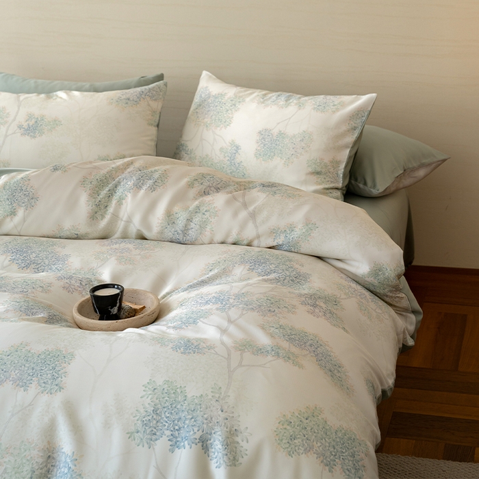 91家纺网 家纺一手货源 找家纺 帛美家纺 2026新款60s奥地利兰精天丝四件套 如愿-绿