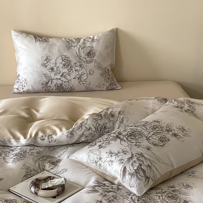 91家纺网 家纺一手货源 找家纺 帛美家纺 2026新款60s奥地利兰精天丝四件套 沁香-咖