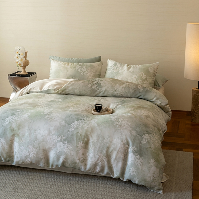 91家纺网 家纺一手货源 找家纺 帛美家纺 2026新款60s奥地利兰精天丝四件套 知槿-绿