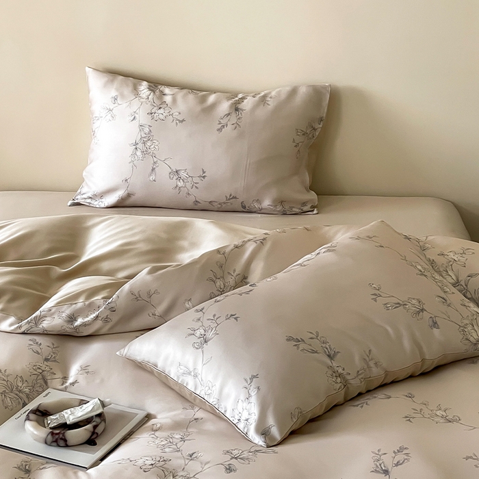 91家纺网 家纺一手货源 找家纺 帛美家纺 2026新款60s奥地利兰精天丝四件套 夕瑶-浅桔