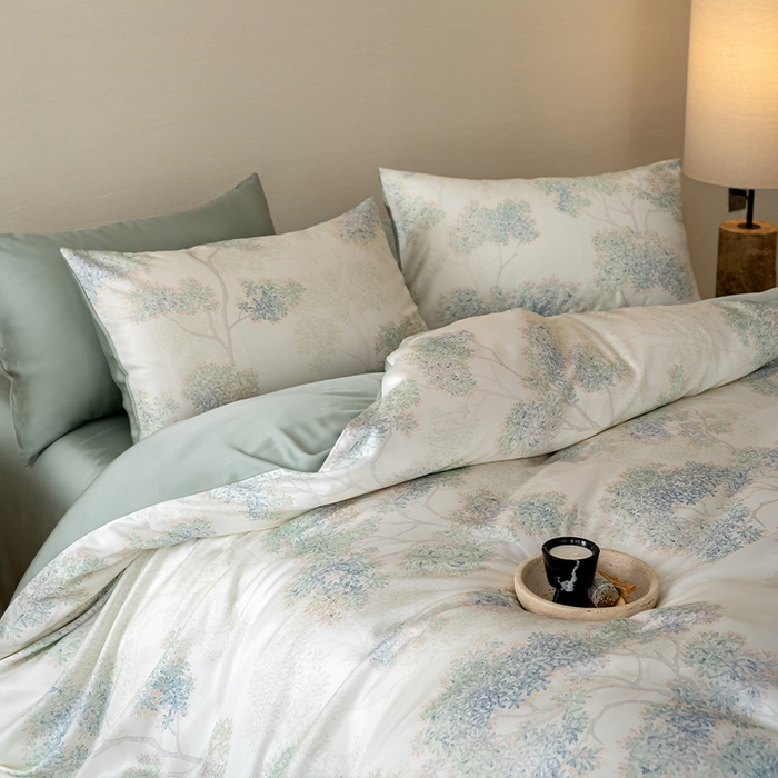 91家纺网 家纺一手货源 找家纺 帛美家纺 2026新款60s奥地利兰精天丝四件套 如愿-绿