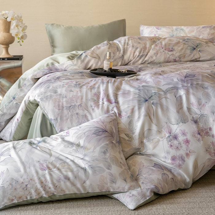 91家纺网 家纺一手货源 找家纺 帛美家纺 2026新款60s奥地利兰精天丝四件套 清妍-紫