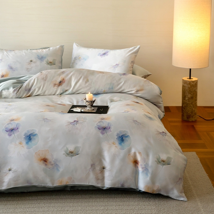 91家纺网 家纺一手货源 找家纺 帛美家纺 2026新款60s奥地利兰精天丝四件套 夏芷-淡蓝