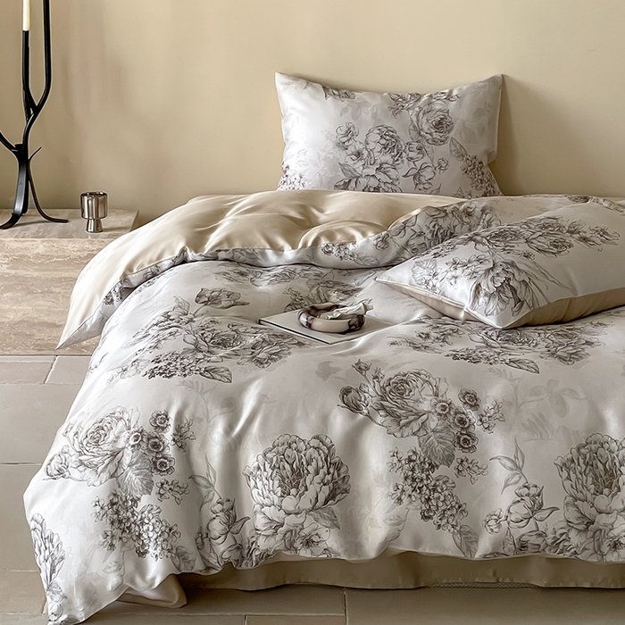 91家纺网 家纺一手货源 找家纺 帛美家纺 2026新款60s奥地利兰精天丝四件套 沁香-咖