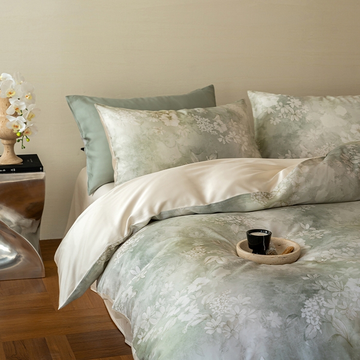 91家纺网 家纺一手货源 找家纺 帛美家纺 2026新款60s奥地利兰精天丝四件套 知槿-绿