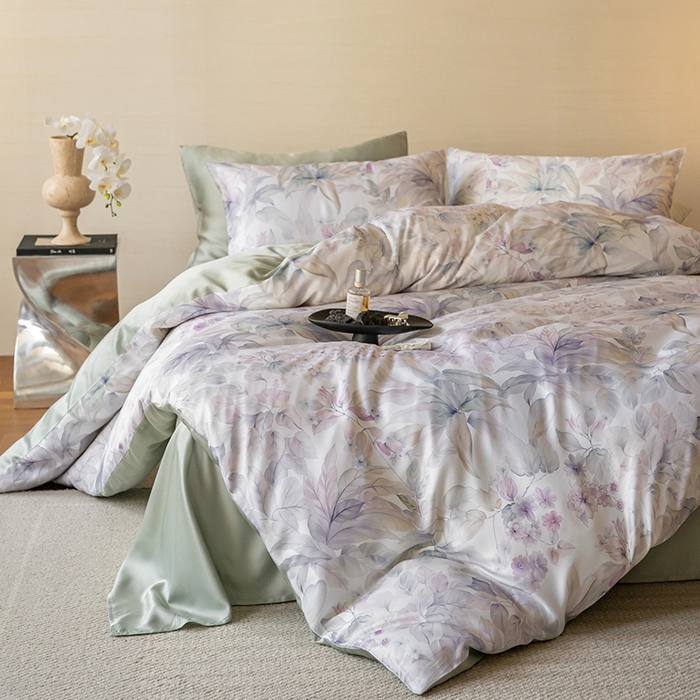 91家纺网 家纺一手货源 找家纺 帛美家纺 2026新款60s奥地利兰精天丝四件套 清妍-紫