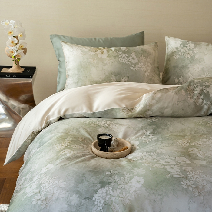 91家纺网 家纺一手货源 找家纺 帛美家纺 2026新款60s奥地利兰精天丝四件套 知槿-绿