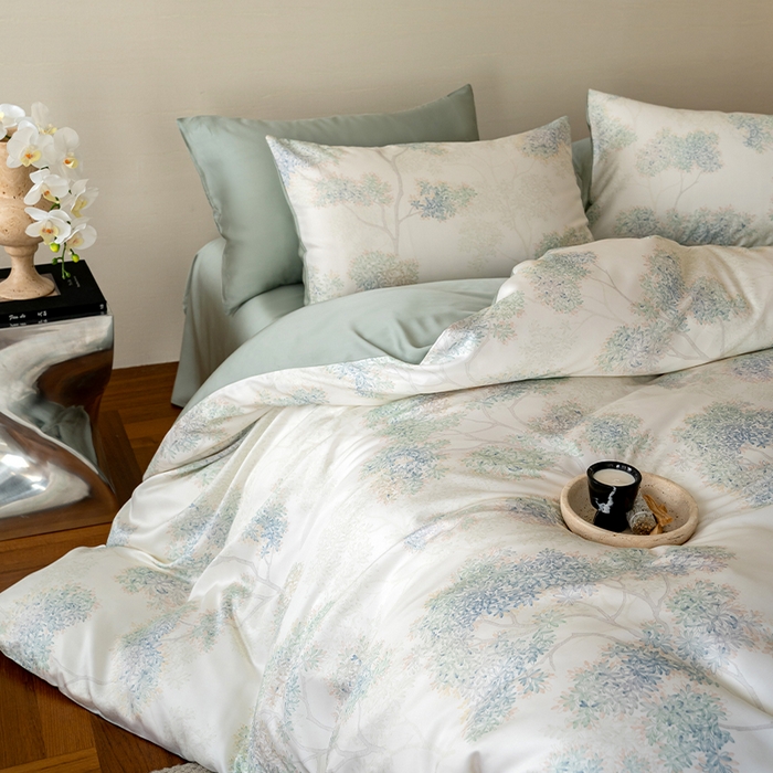 91家纺网 家纺一手货源 找家纺 帛美家纺 2026新款60s奥地利兰精天丝四件套 如愿-绿