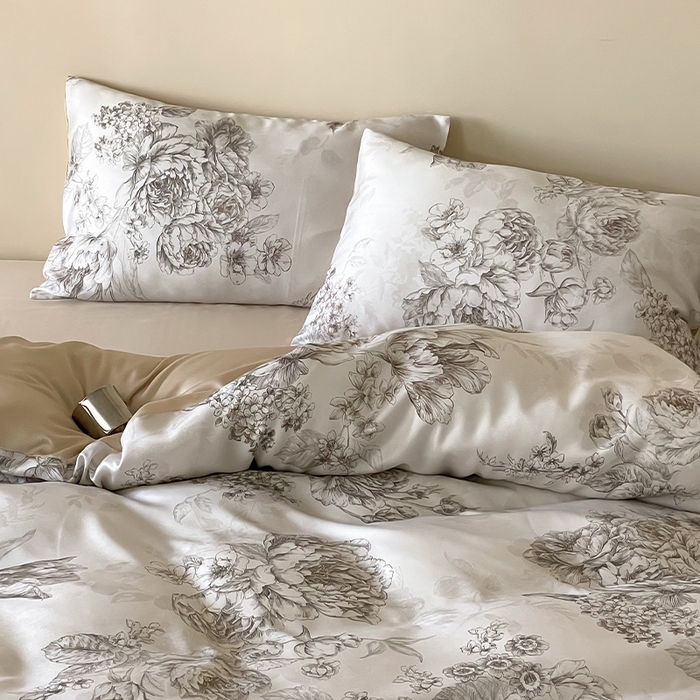 91家纺网 家纺一手货源 找家纺 帛美家纺 2026新款60s奥地利兰精天丝四件套 沁香-咖