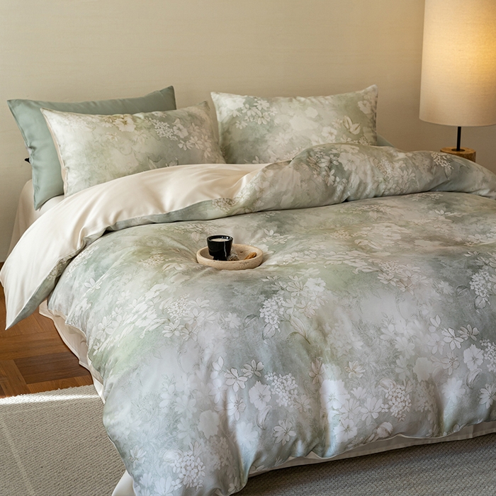 91家纺网 家纺一手货源 找家纺 帛美家纺 2026新款60s奥地利兰精天丝四件套 知槿-绿