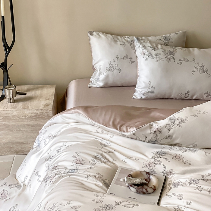 91家纺网 家纺一手货源 找家纺 帛美家纺 2026新款60s奥地利兰精天丝四件套 夕瑶-白玉