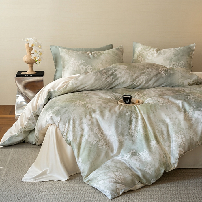 91家纺网 家纺一手货源 找家纺 帛美家纺 2026新款60s奥地利兰精天丝四件套 知槿-绿