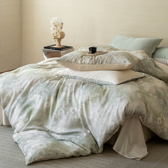 91家纺网 家纺一手货源 找家纺 帛美家纺 2026新款60s奥地利兰精天丝四件套 知槿-绿