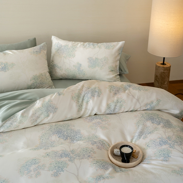 91家纺网 家纺一手货源 找家纺 帛美家纺 2026新款60s奥地利兰精天丝四件套 如愿-绿