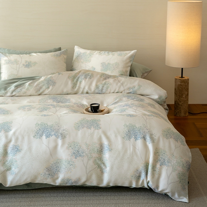 91家纺网 家纺一手货源 找家纺 帛美家纺 2026新款60s奥地利兰精天丝四件套 如愿-绿