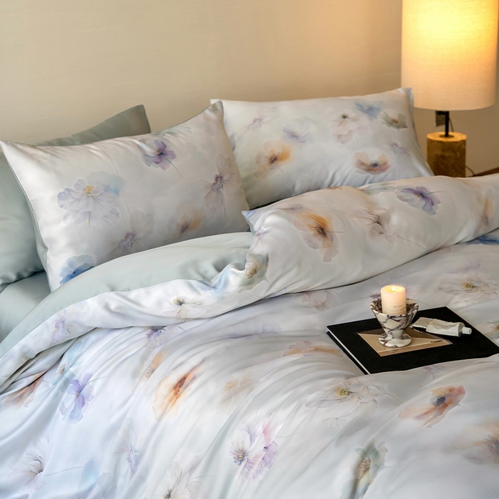 91家纺网 家纺一手货源 找家纺 帛美家纺 2026新款60s奥地利兰精天丝四件套 夏芷-淡蓝