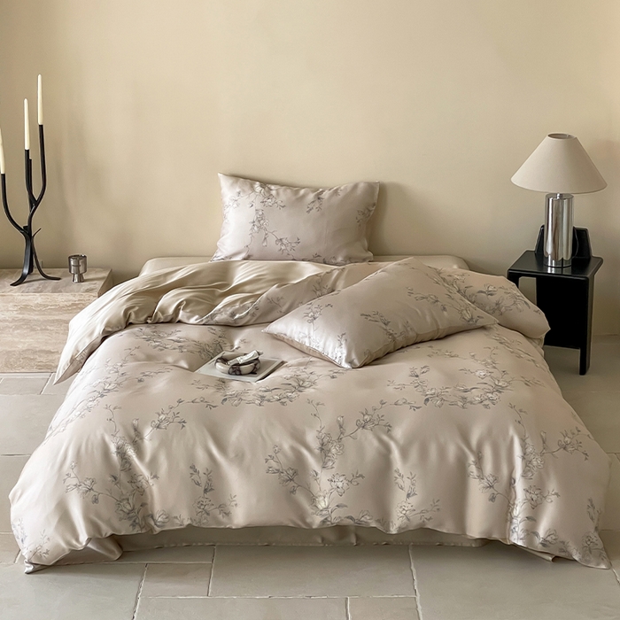 91家纺网 家纺一手货源 找家纺 帛美家纺 2026新款60s奥地利兰精天丝四件套 夕瑶-浅桔