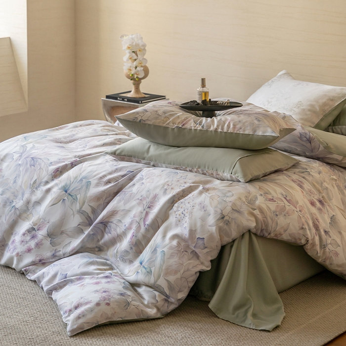 91家纺网 家纺一手货源 找家纺 帛美家纺 2026新款60s奥地利兰精天丝四件套 清妍-紫