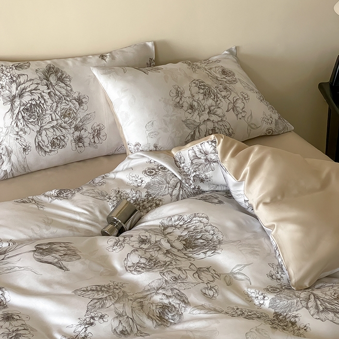 91家纺网 家纺一手货源 找家纺 帛美家纺 2026新款60s奥地利兰精天丝四件套 沁香-咖