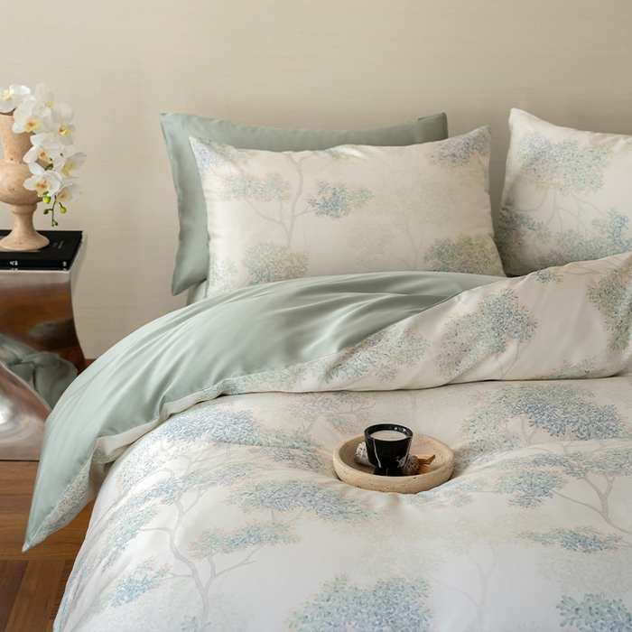 91家纺网 家纺一手货源 找家纺 帛美家纺 2026新款60s奥地利兰精天丝四件套 如愿-绿