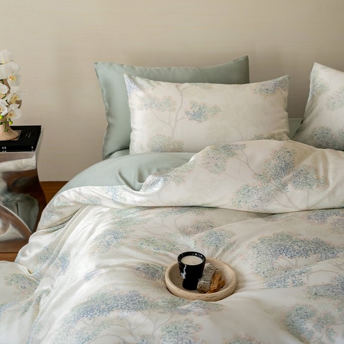 91家纺网 家纺一手货源 找家纺 帛美家纺 2026新款60s奥地利兰精天丝四件套 如愿-绿