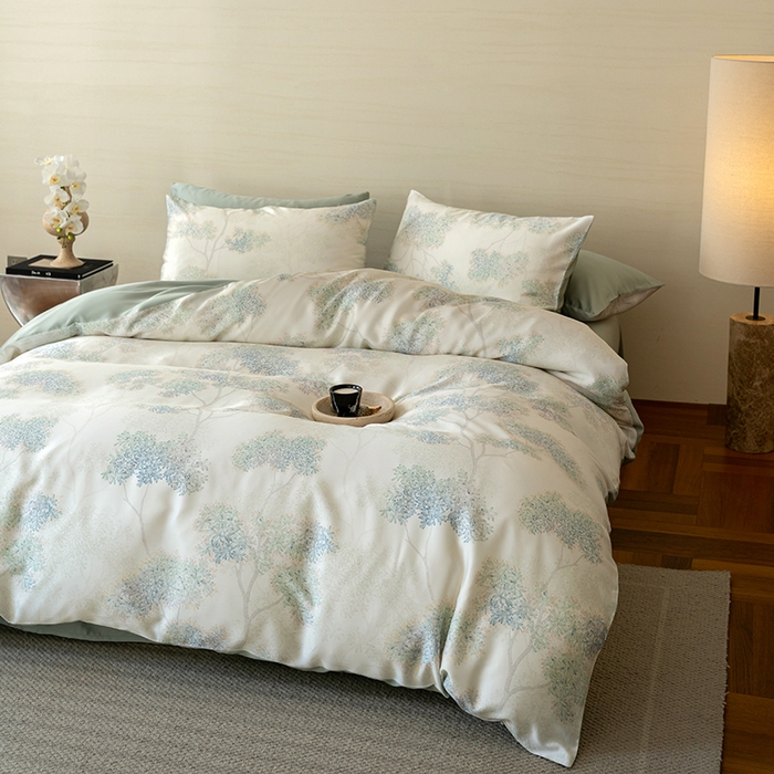 91家纺网 家纺一手货源 找家纺 帛美家纺 2026新款60s奥地利兰精天丝四件套 如愿-绿