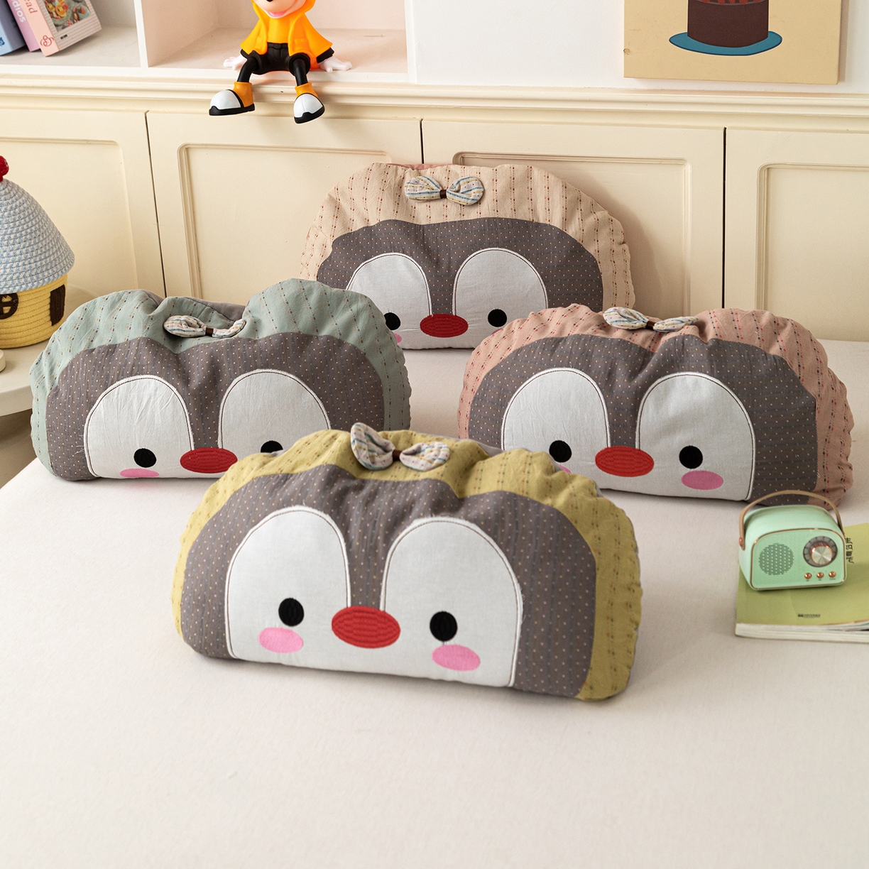 91家纺网 家纺一手货源 找家纺 （总）卓昌枕芯 2026新款全棉卡通小企鹅荞麦枕可拆洗枕头枕芯