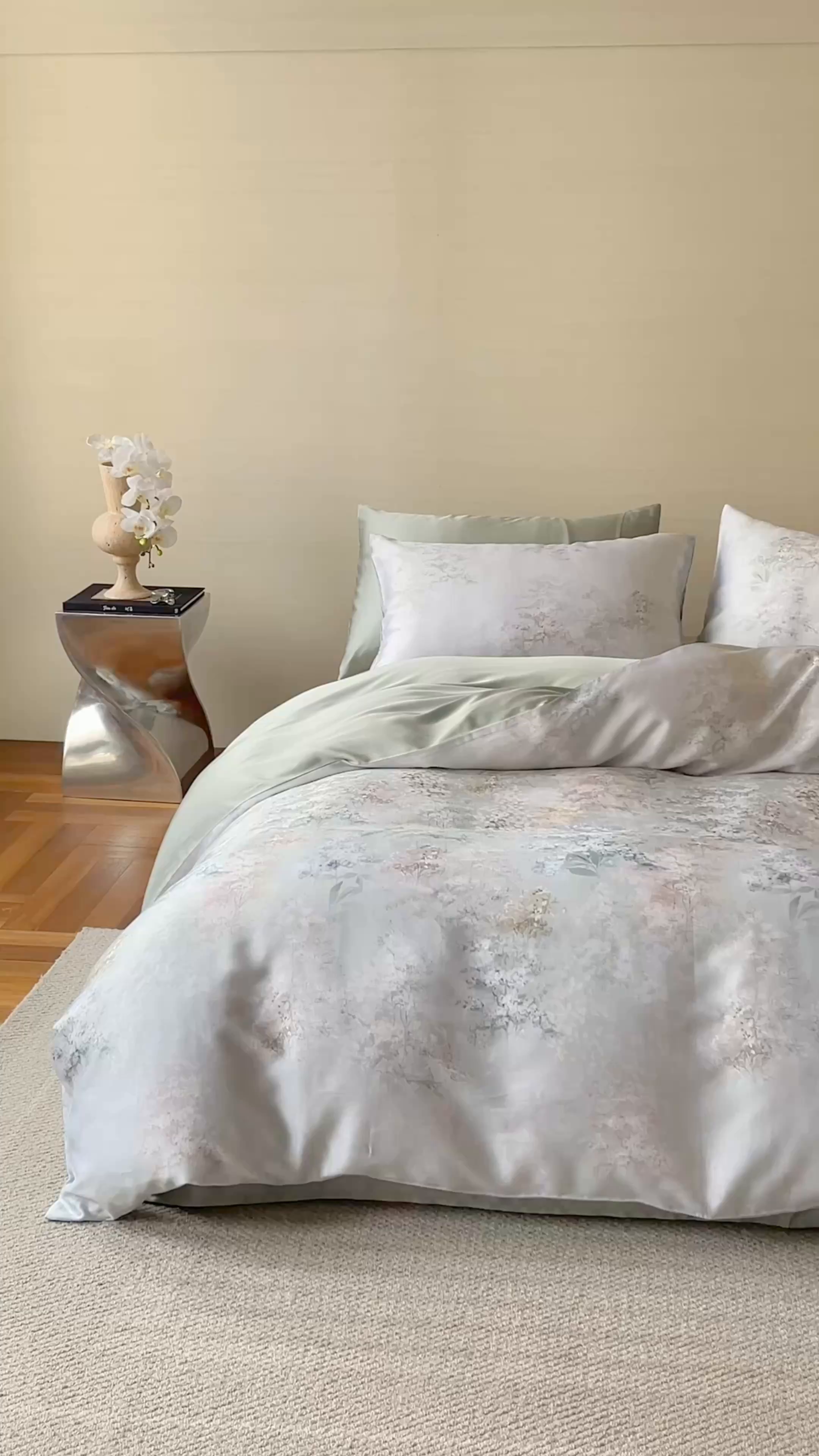 91家纺网 家纺一手货源 找家纺 帛美家纺 2026新款60s奥地利兰精天丝四件套 栖舟-绿