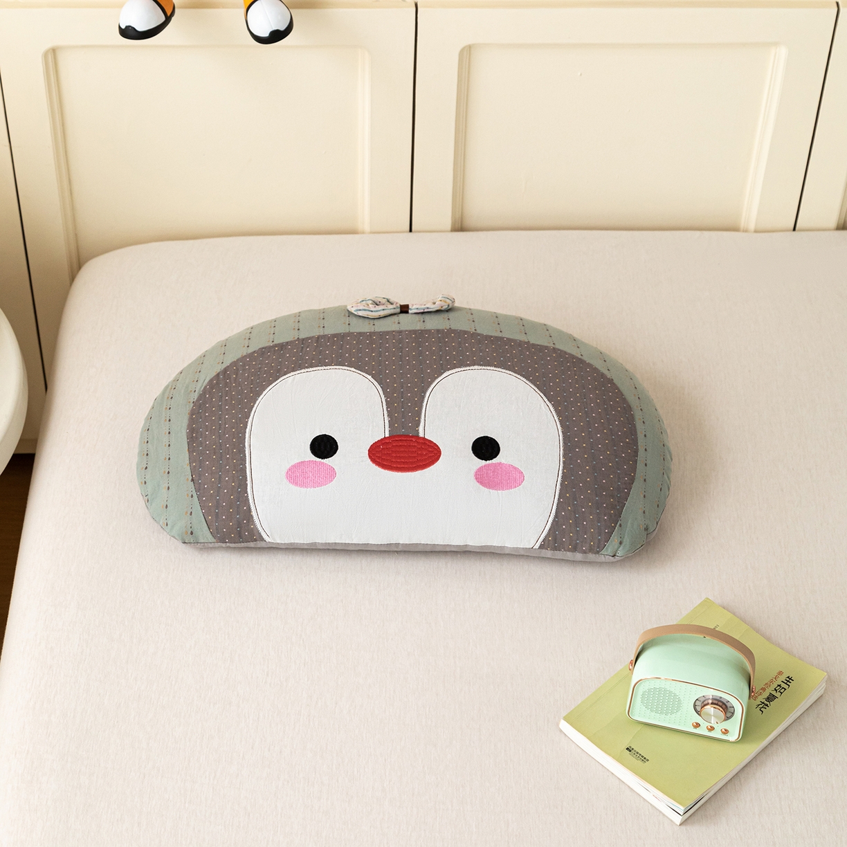 91家纺网 家纺一手货源 找家纺 （总）卓昌枕芯 2026新款全棉卡通小企鹅荞麦枕可拆洗枕头枕芯