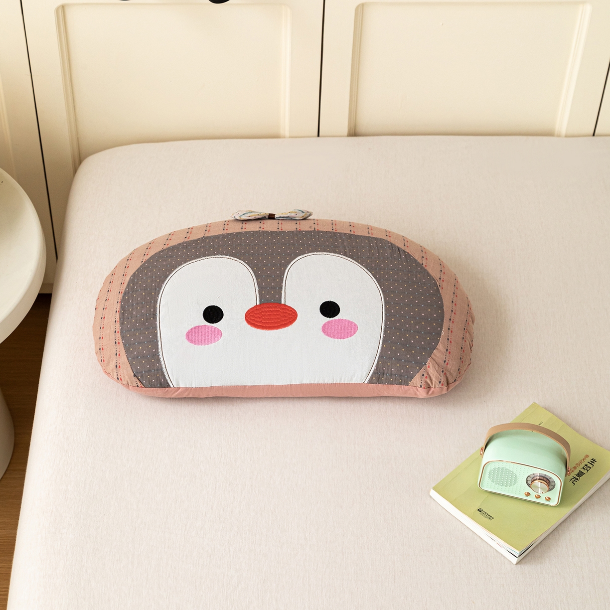 卓昌枕芯 2026新款全棉卡通小企鹅荞麦枕可拆洗枕头枕芯 企鹅 -粉