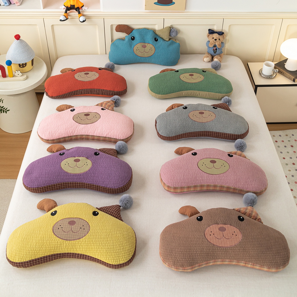 91家纺网 家纺一手货源 找家纺 （总）卓昌枕芯 2026新款全棉圣诞熊卡通荞麦枕可拆洗枕芯枕头