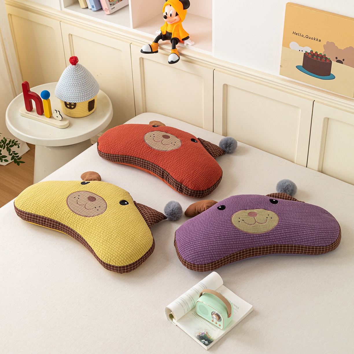 91家纺网 家纺一手货源 找家纺 卓昌枕芯 2026新款全棉圣诞熊卡通荞麦枕可拆洗枕芯枕头 组合图仅供展示不可下单