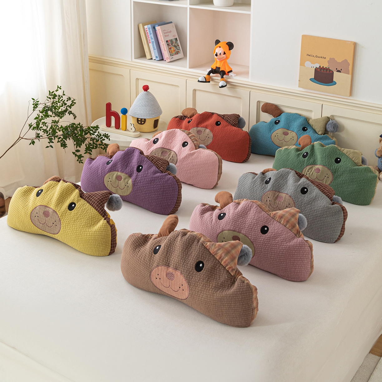 91家纺网 家纺一手货源 找家纺 卓昌枕芯 2026新款全棉圣诞熊卡通荞麦枕可拆洗枕芯枕头 组合图仅供展示不可下单