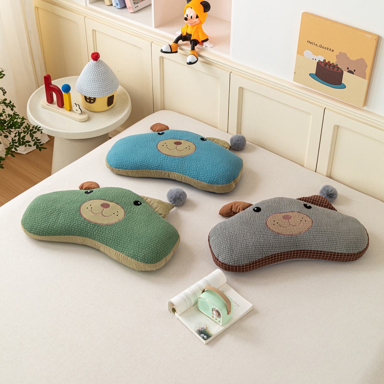 91家纺网 家纺一手货源 找家纺 卓昌枕芯 2026新款全棉圣诞熊卡通荞麦枕可拆洗枕芯枕头 组合图仅供展示不可下单