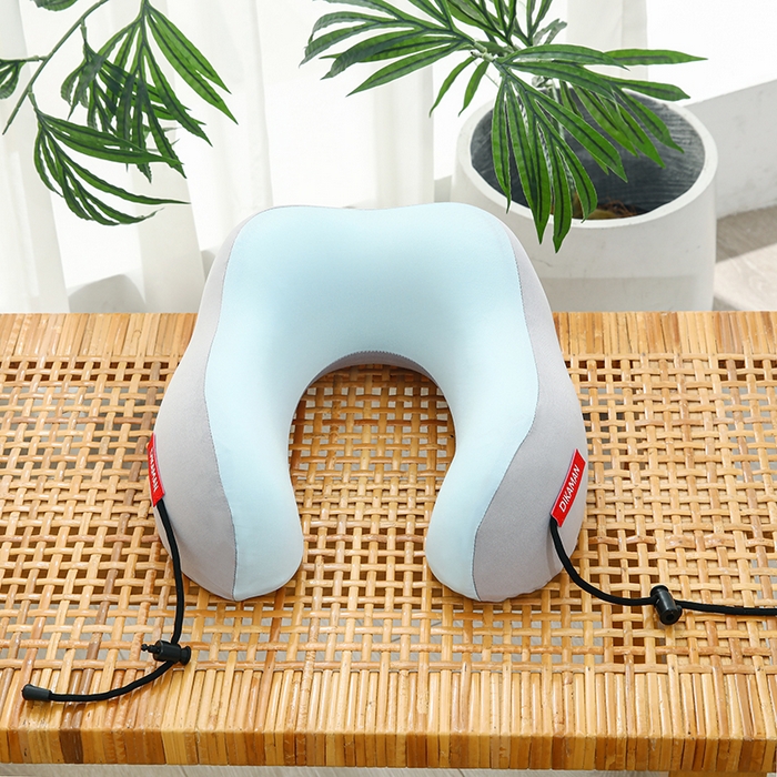 91家纺网 家纺一手货源 找家纺 天之悦家纺 2026新款双峰U型枕记忆棉开拆洗驼峰u型枕护颈枕 牛奶丝灰蓝色可拆洗