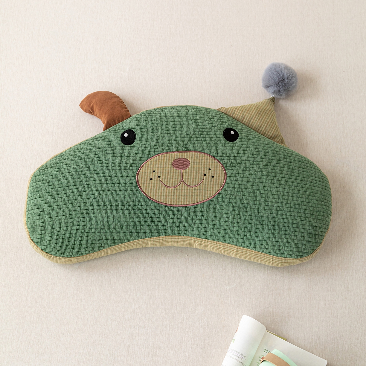 卓昌枕芯 2026新款全棉圣诞熊卡通荞麦枕可拆洗枕芯枕头 圣诞熊 -绿