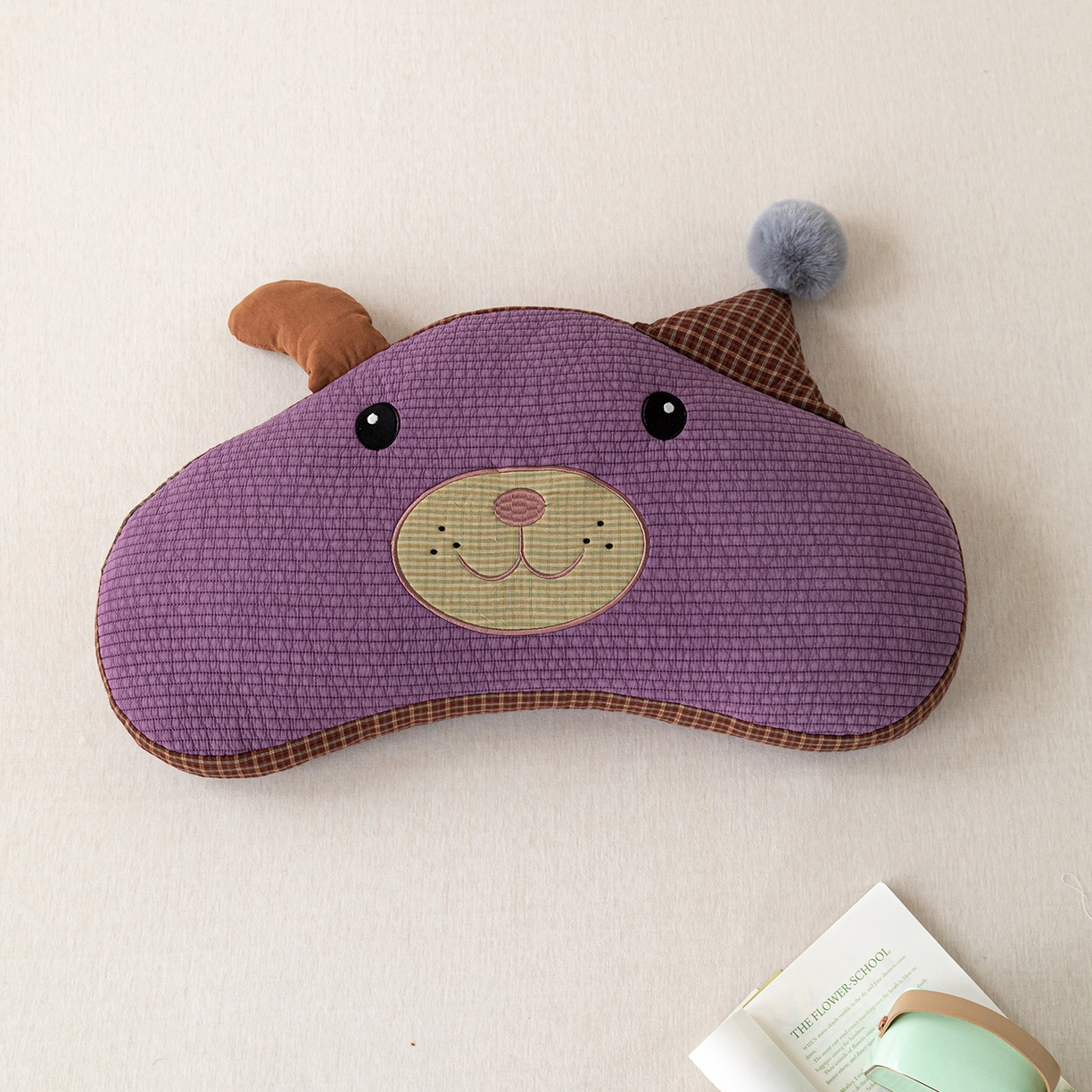 卓昌枕芯 2026新款全棉圣诞熊卡通荞麦枕可拆洗枕芯枕头 圣诞熊 -紫