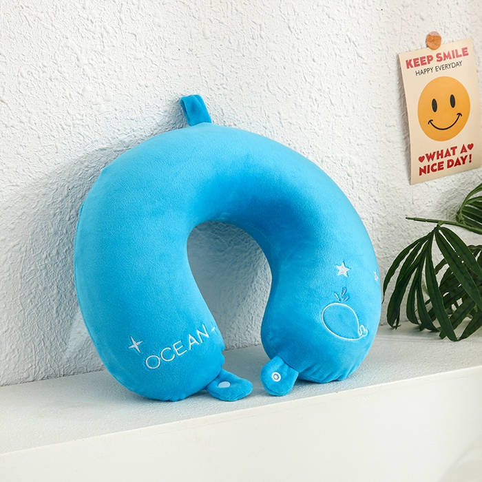 天之悦家纺 2026新款卡通U型枕记忆棉可拆洗护颈枕趴趴枕 小鲸鱼 记忆棉可拆洗