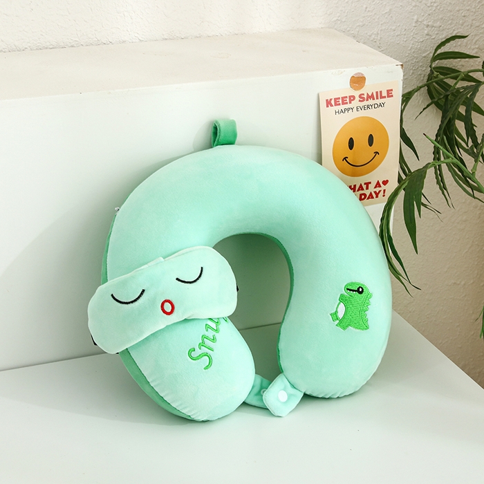 91家纺网 家纺一手货源 找家纺 天之悦家纺 2026卡通U型枕带眼罩记忆棉可拆洗u型护颈枕趴趴枕 恐龙U型枕+眼罩