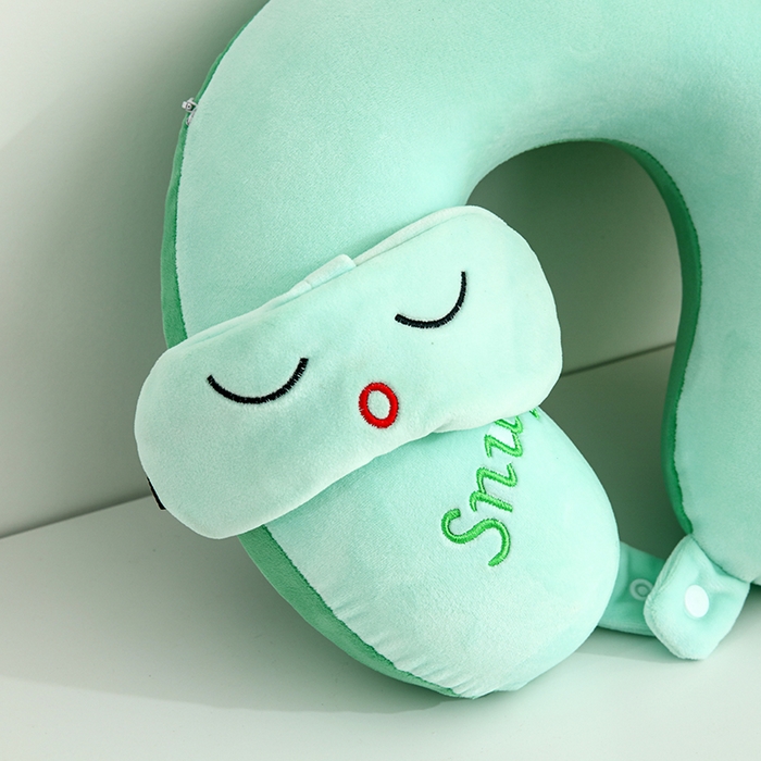 91家纺网 家纺一手货源 找家纺 天之悦家纺 2026卡通U型枕带眼罩记忆棉可拆洗u型护颈枕趴趴枕 恐龙U型枕+眼罩