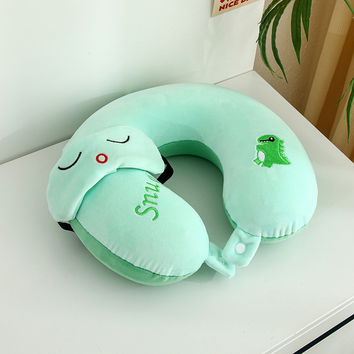 91家纺网 家纺一手货源 找家纺 天之悦家纺 2026卡通U型枕带眼罩记忆棉可拆洗u型护颈枕趴趴枕 恐龙U型枕+眼罩