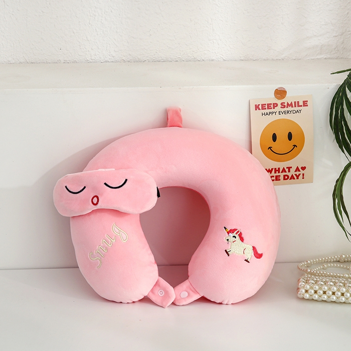 天之悦家纺 2026卡通U型枕带眼罩记忆棉可拆洗u型护颈枕趴趴枕 独角兽U型枕+眼罩