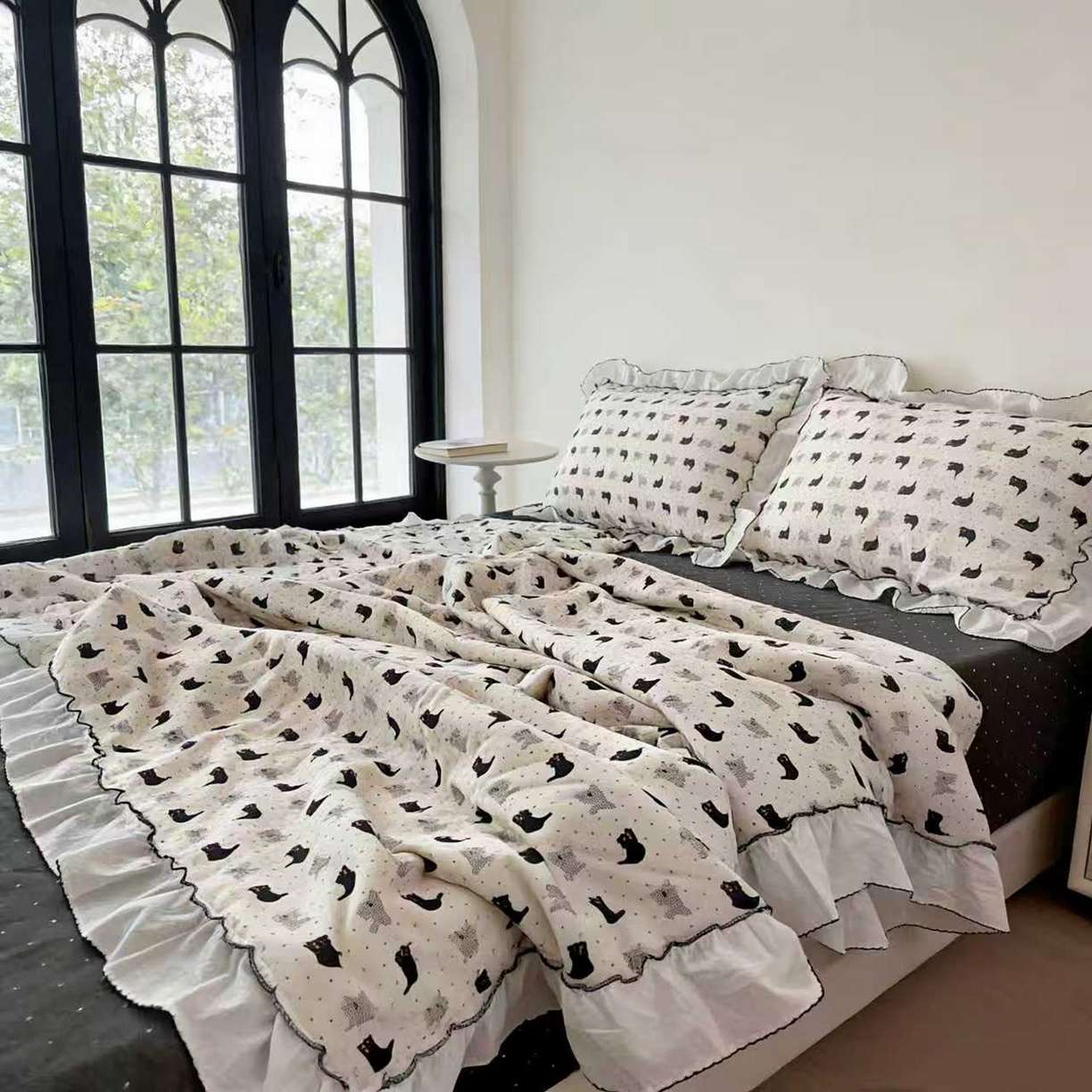 91家纺网 家纺一手货源 找家纺 （总）荣轩家居 2026新款韩式月芽款大花边全棉双层纱夏被夏凉被空调被