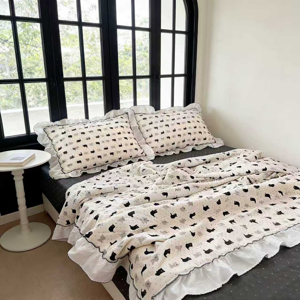 91家纺网 家纺一手货源 找家纺 （总）荣轩家居 2026新款韩式月芽款大花边全棉双层纱夏被夏凉被空调被